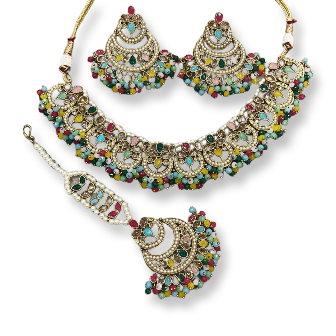 Choker Gold Colour Necklace Set