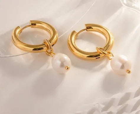 Pearl Hoop Earrings