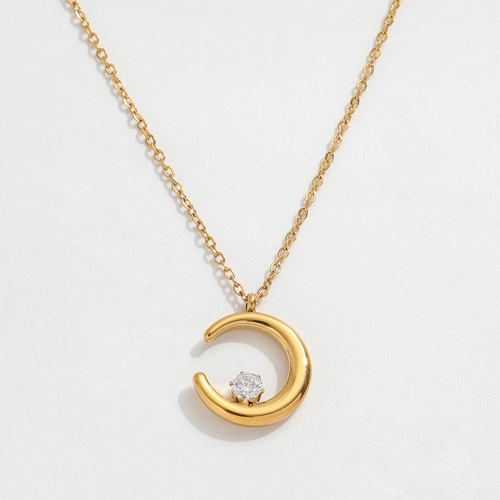 Dainty Crescent Charm Necklace