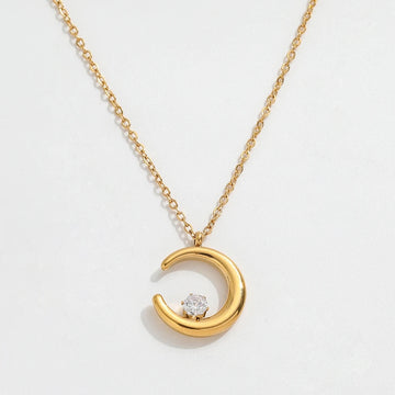 Dainty Crescent Charm Necklace